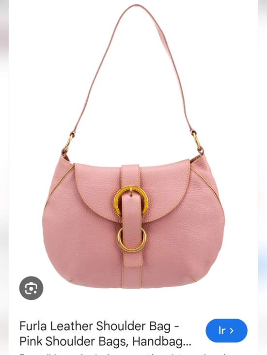 Furla Handbags - Furla Dusty Pink Pebbled Leather Shoulder Bag with Gold Rings